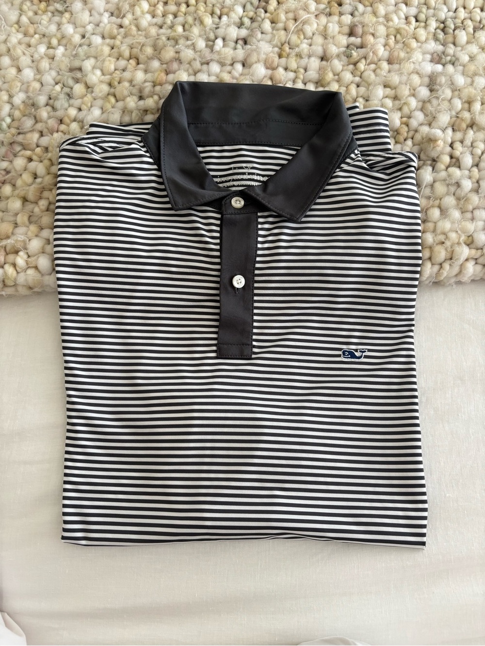 Vineyard Vines Performance Polo - Striped Grey